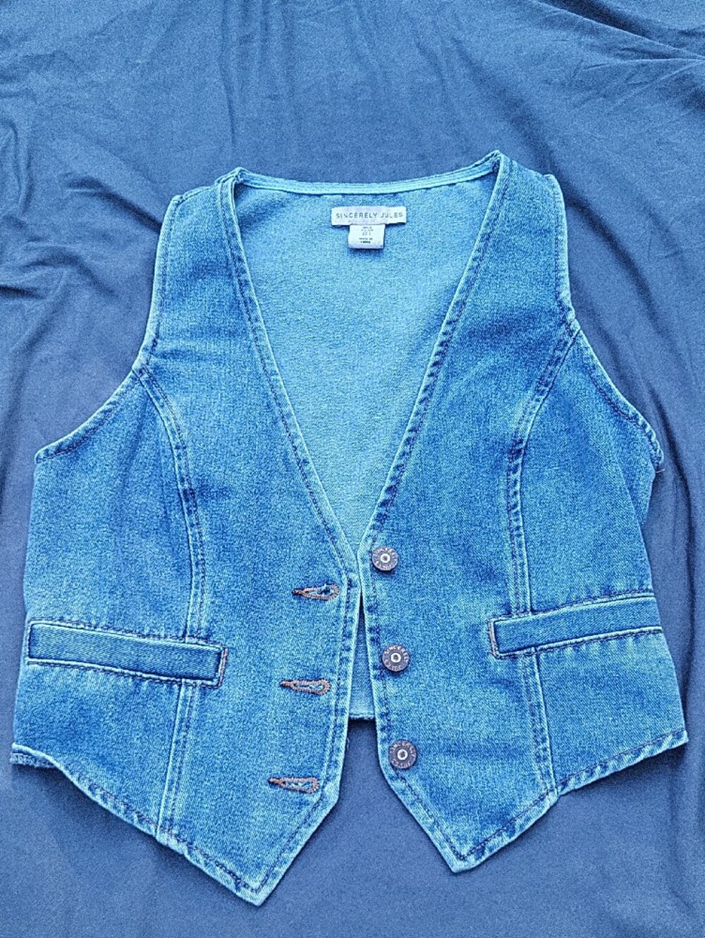 Sincerely Jules Light Blue Denim Top Denim Vest Small